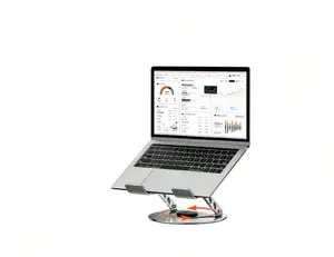 Adjustable Computer Stand with 360 Rotating Base, Ergonimic Foldable Laptop Riser for Desk Compatible with MacBook Pro/Air Notebook up to 16 Inches, Silver,Home Essential & Small Gift