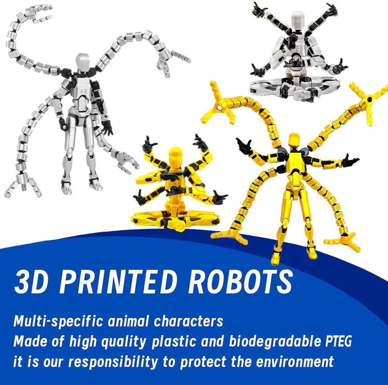 2 Pcs T13 Assembly Completed 3D Action Figure Set 3D Printed Multi-Jointed, Titan 13 Action Figures, Multi-Articular Lucky Mobile Robot Nova,Desktop Decorations for Game Lovers Toys