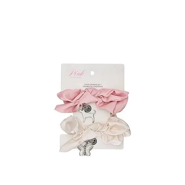 PINK 2-Pack Charm Scrunchie Set