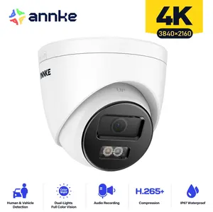 ANNKE 4K Outdoor PoE IP Turret Security Camera, Human & Vehicle Detection, Color & IR Night Vision, Built-in Microphone, C800 Model cctv