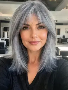 16 Inch Light Curly Machine Made Wig with Bangs, Short Hair for Women, Elegant Daily Wear, Travel, Vacation, Party, All Seasons, Stylist Friendly Wig, Synthetic Machine Wigs