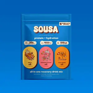 Sousa, Variety Starter Pack Protein + Hydration Mix, 20g Whey Protein + 1500mg Electrolytes, 6 Packets, Fitness & Recovery Support, Muscle Recovery & Hydration Formula