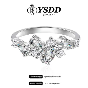 【#298 Milky Way】Irregular Cut Multi-Stone Synthetic Moissanite Ring Band in 925 Sterling Silver Personalization Design/Gift for Women and Girls