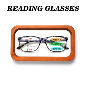 2 Pack Reading Glasses Progressive Multifocal Blue Light Blocking Square Frame for Women Men Fashion Pattern Spring Hinges Daily Eyeglasses
