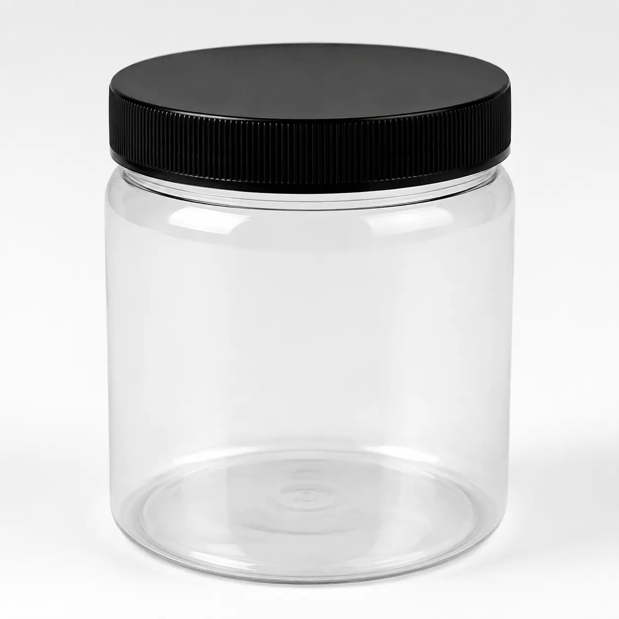 Storage Plastic Jar with black lid, Food container