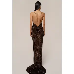 Brown Glisten All Night Sequin Gown
