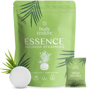 Body Restore Essence Shower Steamers Aromatherapy 15 Pack Tea Tree Cleansing for Women & Men Daily Self Care & Relaxation Christmas Stocking Stuffers