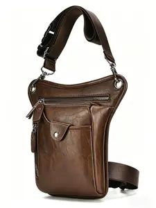 Men's Casual Leather Crossbody Sling Bag, Multi-Pocket Thigh Bag with Adjustable Strap, Stylish Waist Leg Pouch for Travel, Shopping & Daily Wear
