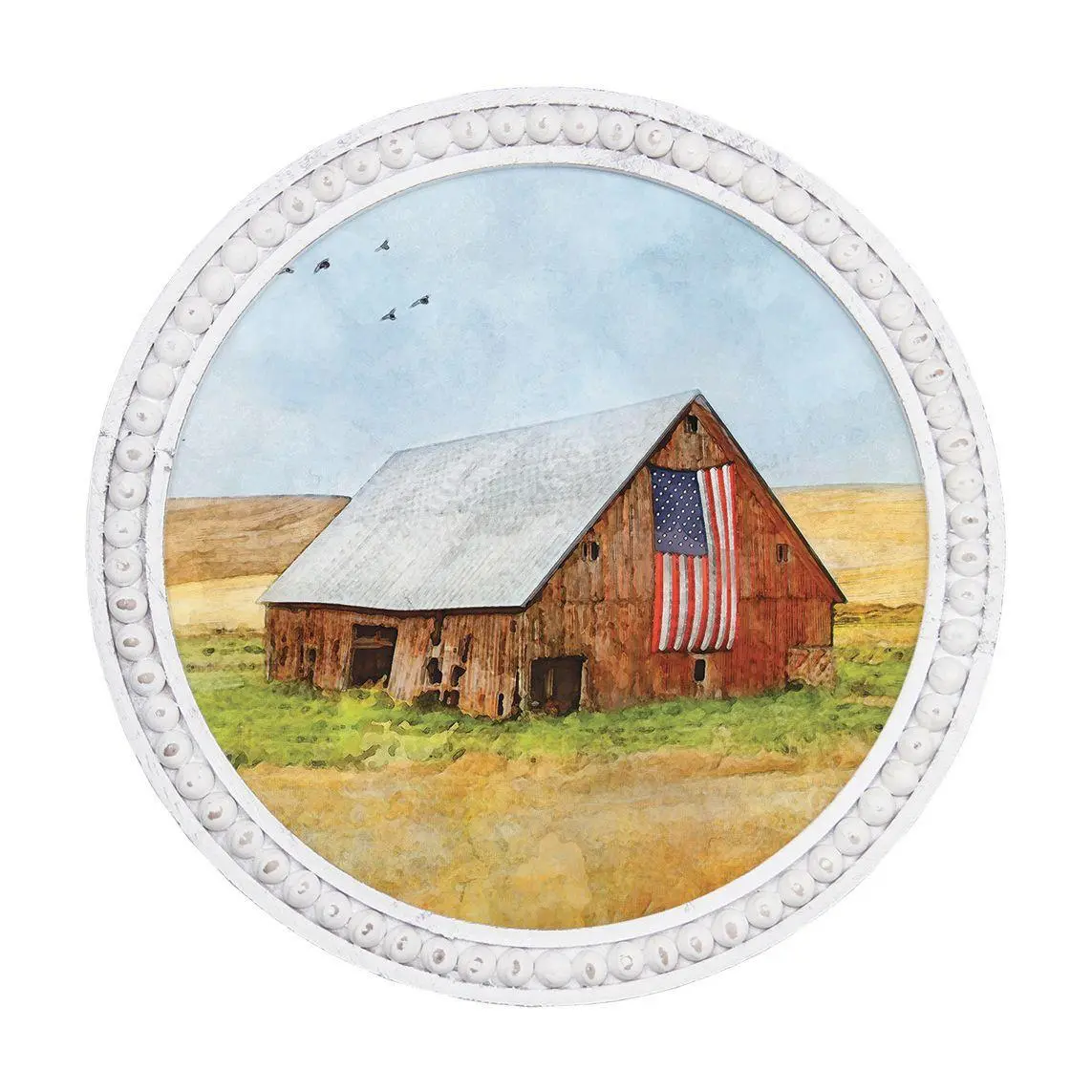 Sincere Surroundings 14" Barn Americana Scene Beaded Art