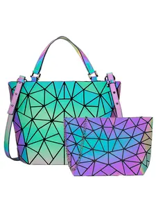 Fashionable Geometric Pattern Handbag & Wrist Bag Set, Casual Versatile Shoulder Bag & Wrist Bag Set, Trendy All-match Commuter Bag Set for Women