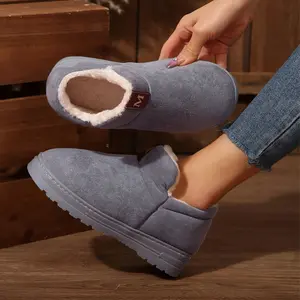 Women's Winter Mini Snow Boots Suede Plush-Lined Slippers Fashionable Casual Footwear Indoor Outdoor Warm Shoes