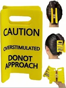 Funny Warning Hair Clip, Humorous Message, Emotion Accessory, Novelty Stress Relief Headband, Daily Office Party Gift, Creative Design, Funny Hair Clips, Acrylic Clips, CAUTION, Overstimulated, Do Not Approach