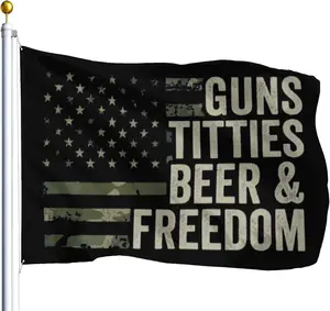 3x5 Feet Guns Titties Beer & Freedom House Flag for Patriotic Display