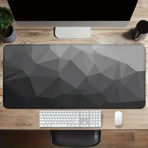[Non-Slip Desk Mat] Extra Large Geometric Mouse Pad - 35.4" x 15.7" Non-Slip Rubber Desk Mat with Smooth Surface, Stylish Grey and White Design for Office, Gaming, and Study Spaces, Mouse Pads for Desk