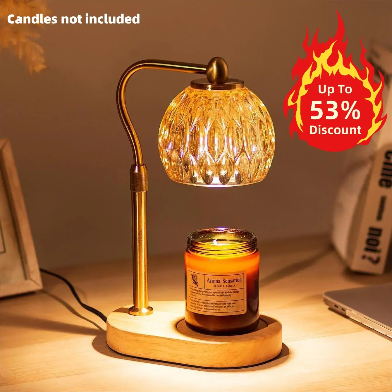 Candle Warmer Lamp with Timer: Dimmable Desk Lamp, for Scented Candle Jar Gift for Women Fragrance Vintage Home Decor Adjustable Height Dimmable Light