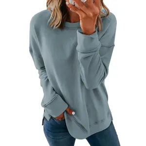 Dokotoo Women's Casual Crew Neck Loose Soft Long Sleeve Pullover Tops in Black Baggy Sweatshirt Basic Style Minimalist Oversize Fit