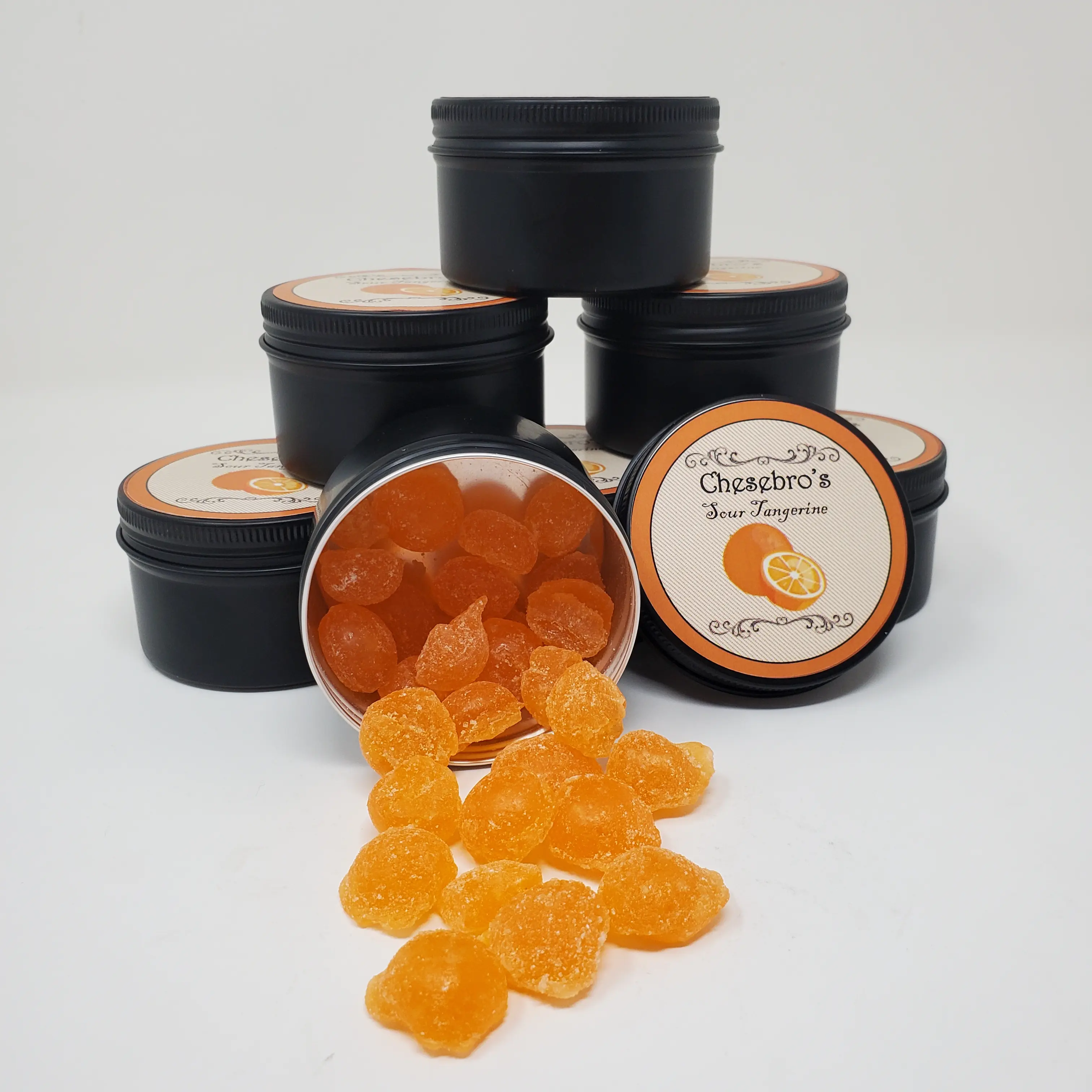 Sour Tangerine Hard Candy Drops 3.0oz Reusable Tin