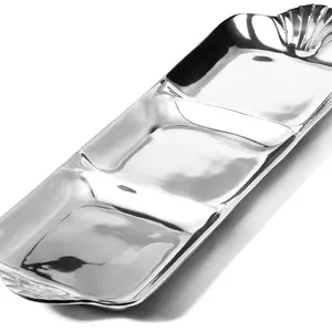 Clamshell tray 3-compartment made of Mexican Pewter