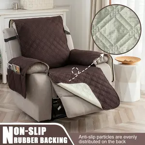 Waterproof Recliner Chair Covers, Non-Slip Durable Adjustable Chaise Lounge Protector, Washable Slipcover with Pocket, Elastic Straps for Pets