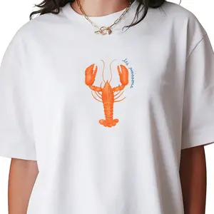 Lobster French Summer Aesthetic Tee, Minimalist Seafood Graphic Tee, Coastal Cute Beach T-Shirt, Summer Shirt