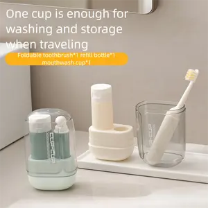 Travel Toiletry Set 3-in-1 Portable Mouthwash Cup Toothbrush Toothpaste Storage Box Business Trip Essential Multifunctional Mini