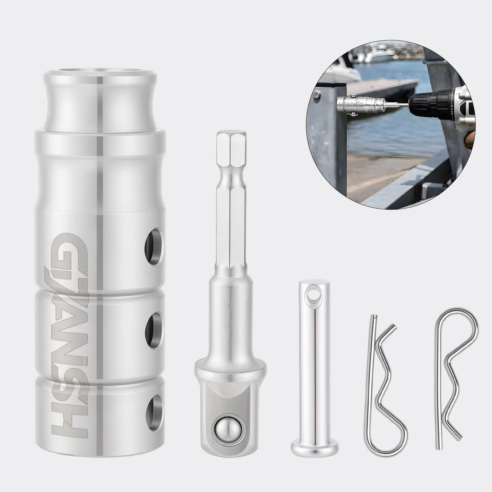 GJANSH Trailer jack drill adapter, compatible with 1-inch drive shaft, Turbo, ez crank jack adapter tools and 1/2-inch socket drill bits,heavy-duty, suitable for RVs, construction,dump trailers (DIY, campervans),fathersdaygift