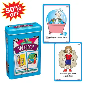 Ask & Answer “Why” Cards for Kids – Educational Question & Answer Matching Game, Speech Therapy, Autism Learning, ESL & Special Education Flash Cards, Critical Thinking Activity for Preschool & Kindergarten, 56 Cards with Storage Tin