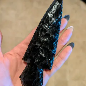 Hand Knapped Obsidian Spearhead