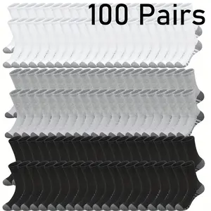100 Pairs Casual Sweat Absorbent Breathable Fitness Running Sports Socks Men Women SpringStatements