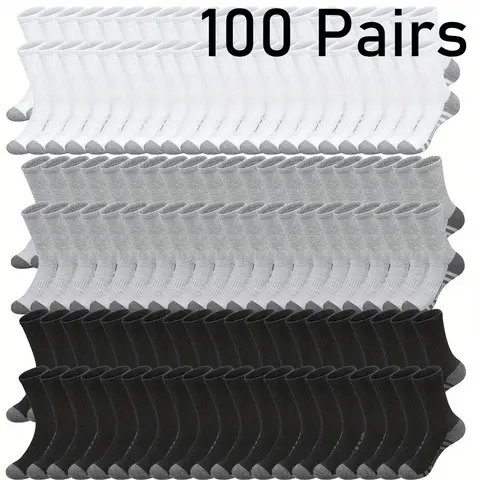 Female 100-Pair Low Cut Socks - Moisture Wicking Socks, Anti Chafing, Breath Support, Athletic Active Wear for Women's Fitness, Casual Use