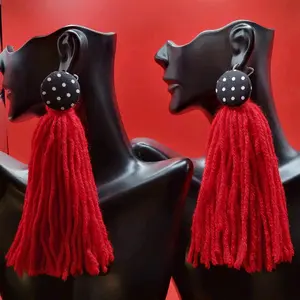 Tassel Button Earrings for Women