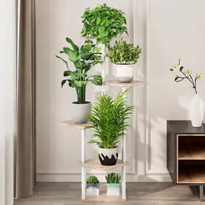 5 Tier Plant Stand Indoor Metal Flower Shelf for Multiple Plants Corner Tall Flower Holders for Patio Garden Living Room Balcony Bedroom, Black Oak Deals For You Days
