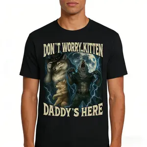 Vintage Daddy's Here Alpha Wolf Graphic Tee | Retro Brainrot Meme Aesthetic T-Shirt | Heavyweight 100% Cotton Funny Slogan Top | Trendy Irony Relaxed Fit Apparel | Soft Unique Sarcastic Gift | Chic Urban Streetwear | Daily Internet Culture Outfit