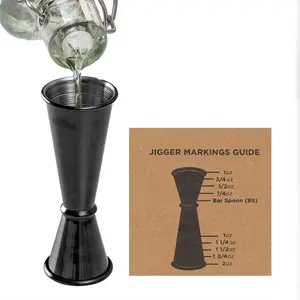 Jpnese Jigger, with 8 Mesurements Inside, Professionl nd Hevy-Duty, 304 Stinless Steel Cocktil Double Jiggers, for Brtending, 1 Jigger, Blck