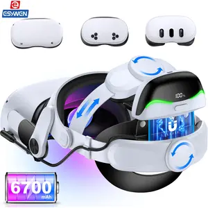 ESYWEN Battery Head Strap for Meta Quest 3/Quest 3S/Quest 2, with Magnetic Hot-Swappable & Detachable 6700mAh Battery Pack, Extends 2–3H Playtime, Comfortable VR Headset Strap for Oculus