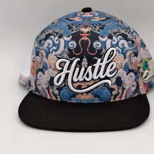 Hustle Dragon & Trees Snapback Hat, Human Size Hats, Fashion Clothes Accessory