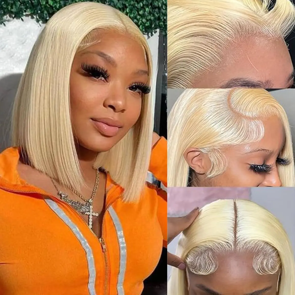 Nerkre Blonde Bob Wig Human Hair Straight 613 Bob Wig Human Hair 12 Inch 180 Density 613 Blonde Suitable for All Hair Types 13x4 HD Transparent Lace Wigs for Women Glueless Wigs with Baby Hair