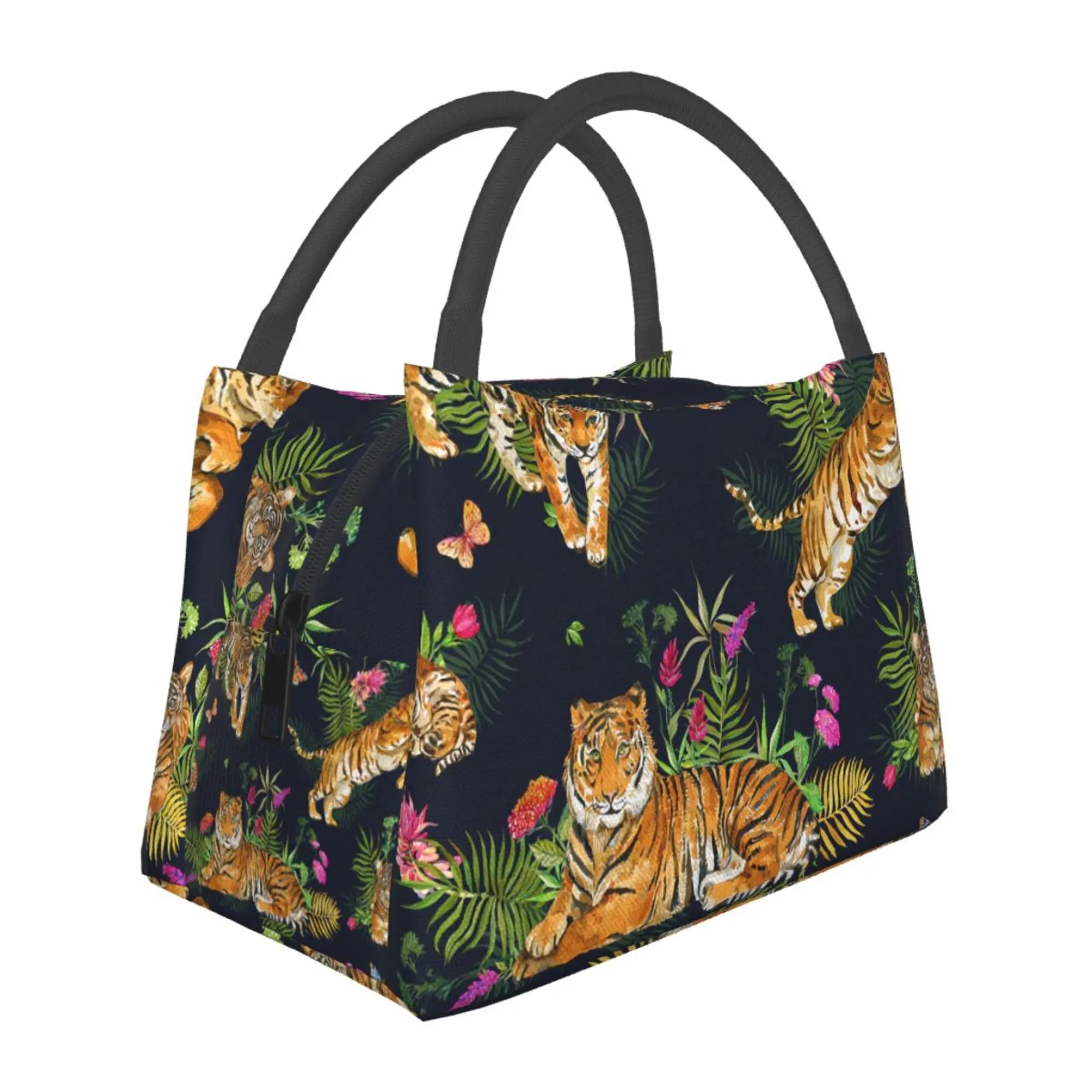 Lunch box, lunch bag, reusable portable insulation bag, insulation bag,tiger pattern, suitable for outdoor camping, work, school, fitness