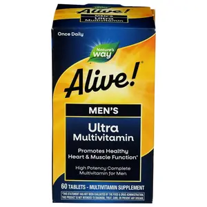 Nature's Way Alive! Men's Ultra Multivitamin 60 Tablets - High Potency Formula for Heart Muscle Immunity Eyes & Cellular Energy