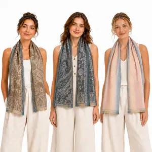 Elegant 100% Viscose Jacquard Scarf for Women – Soft Lightweight Silk Feel Shawl – Fashion Wrap for Fall & Winter