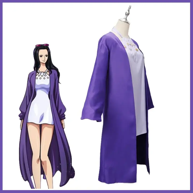 2026 Halloween Costume de Cosplay Anime Nico Robin, manteau violet Miss Allsunday, robe à bretelles châle, perruque pour Gifts