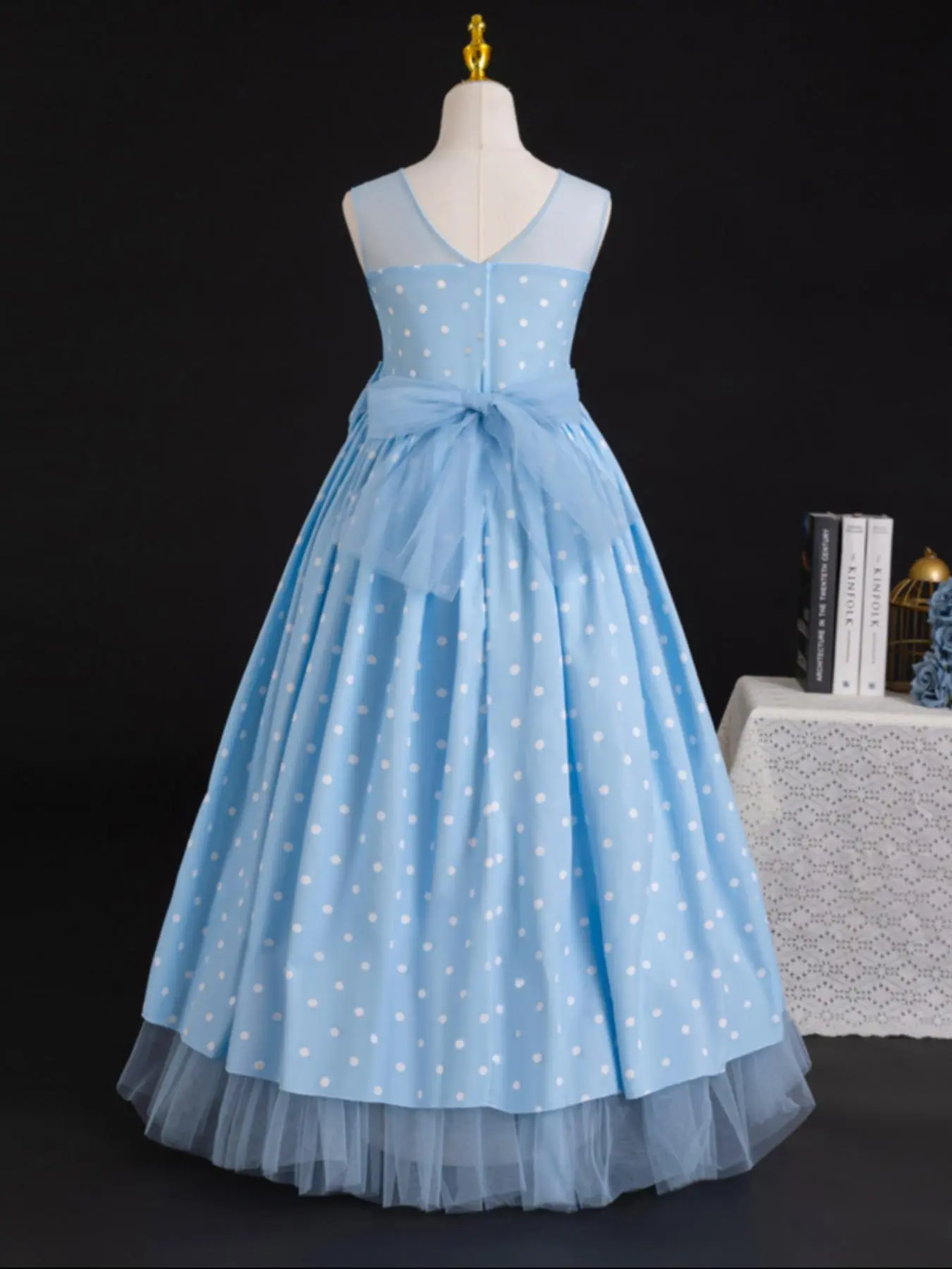 Girls Summer Dress, Flowy Polka Dot Lace Chiffon Long Skirt, Teenage Girls  Fashion, Big Bow Design, Perfect for Weddings Parties Holidays