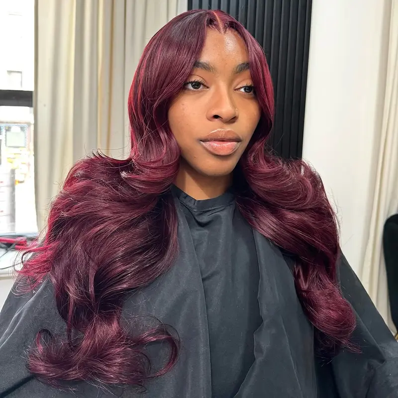 99J Burgundy Lace Front Wigs Body Wave Human Hair 180% Density 13x4 Lace Frontal Wig Pre Plucked Dark Red Colored Brazilian Wigs for Women 36Inches