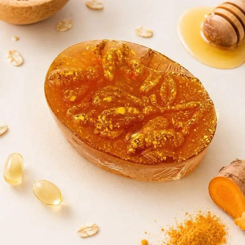Natural Bar Soap with Turmeric, Oatmeal, Almond Oil, and Vitamin E