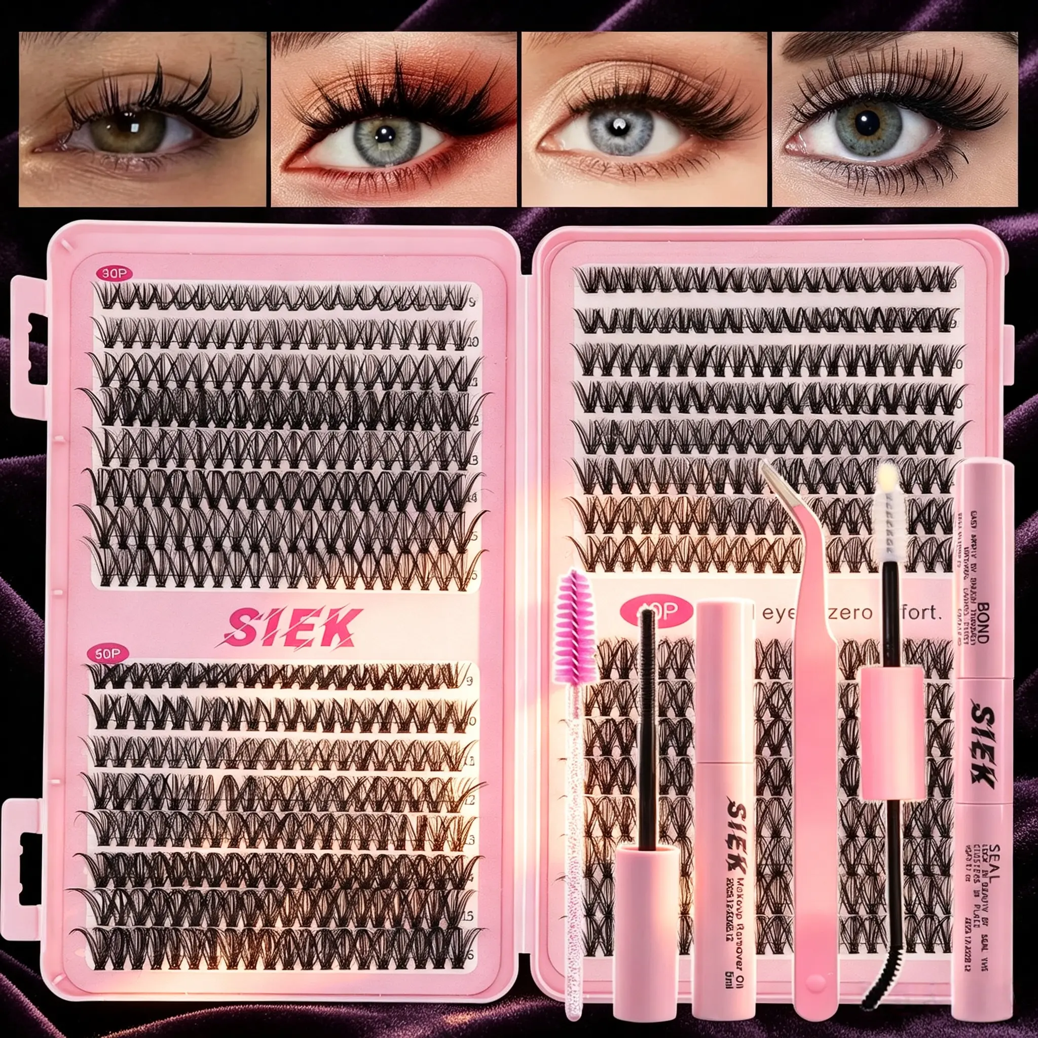 magozg Cosmetic Eyelash Clusters Kit - Reusable B Curl Wispy False Eyelashes, Gentle Lightweight Hypoallergenic Synthetic Lashes for All Eye Shapes, Daily Wear & Special Occasions (30+40 Fake Mink)