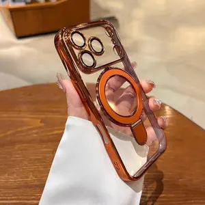 Magnetic for iPhone 17 Pro Max Case with Stand, Compatible with MagSafe, with Camera Protector, Military-Grade Drop Protection Phone Case for iPhone 17 Pro Max, Cosmic Orange