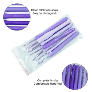Gradient Soft Handle Crochet Hooks, Handmade Yarn Knitting Tools, 2.0mm-6.0mm, 9 Pieces Silicone Non-Slip Handles, Sweater Crochet Needles