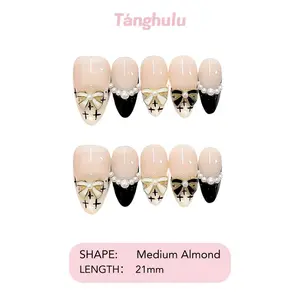 Tanghulu Nails-Giveaway/ Coco Bow/ Handmade Press On Nails/ Almond/ Medium 21mm