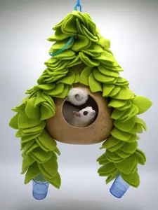 All Natural Sugar Glider Toy Hanging Gourd with Anti Pill Fleece Leaves Sugar Bear toy, Pocket Pet toy, Bird, small animal, exotic animal