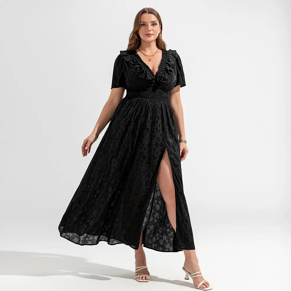 EYWOL Plus Size Figure-Flattering Floral Dress - Black V Neck Flutter Short Sleeve, Ruched Waist Fitted A-Line Maxi, Soft Lightweight Boho Minimalist Outfit for Women's Casual Daily Wear OOTD - TikTok Shop EYWOL Plus Size Figure-Flattering Floral Dress - Black V Neck Flutter Short Sleeve, Ruched Waist Fitted A-Line Maxi, Soft Lightweight Boho Minimalist Outfit for Women's Casual Daily Wear OOTD - TikTok Shop